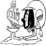 Dollar Sign with Helmet Clip Art