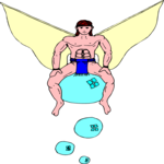 Man with Wings on Bubble