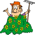 Gardener in Bush Clip Art