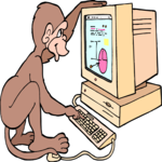Monkey at Computer Clip Art