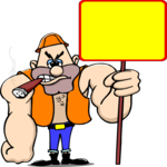 Worker with Sign Clip Art
