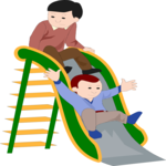 Kids on Slide Clip Art