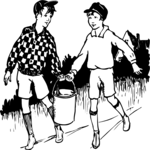 People, Boys Carrying Pail Clip Art