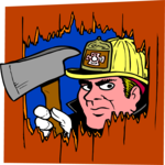 Fire Fighter with Ax Clip Art