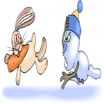 Snowman Chasing Rabbit