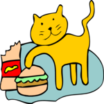 Cat & Burger Clip Art