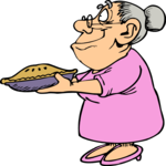 Old Woman with Pie Clip Art