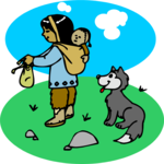 Eskimo Girl & Wolf Clip Art