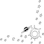 Planet & Stars Corner 4 Clip Art