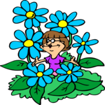 Woman in Flower Bed