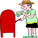 Man Mailing Postcards