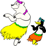 Bear & Penguin in Hawaii Clip Art