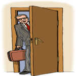 Businessman at Door Clip Art