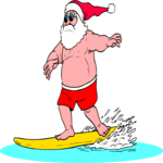 Santa Surfing Clip Art