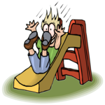 Boy on Slide Clip Art