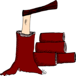 Tree Stump & Axe 3 Clip Art