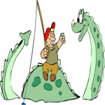 Fisherman & Sea Monster 1 Clip Art