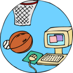 Computer & Basketball Clip Art