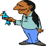 Man with Bird 1 Clip Art