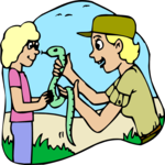 Girl with Snake Clip Art