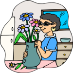 Woman Arranging Flowers Clip Art