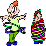 Children with Hoop Toys Clip Art