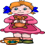 Girl with Teddy 6 Clip Art