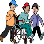 Kids with Wheelchair Clip Art