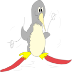 Penguin on Skis Clip Art