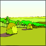 Field with Haystacks Clip Art