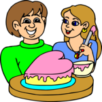 Couple & Heart Cake Clip Art