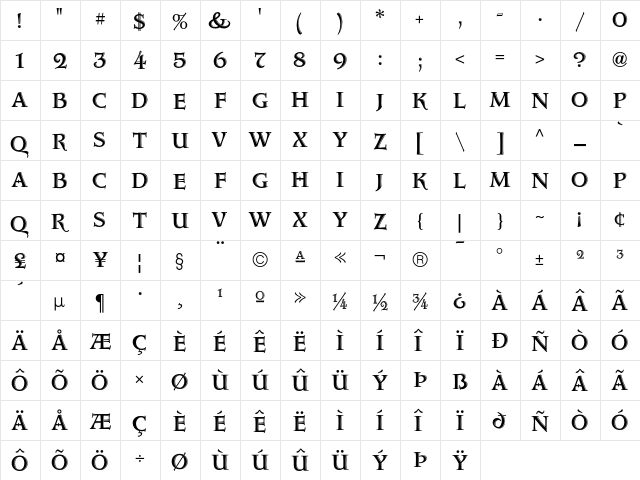 AquitaineInitialsICG Regular font glyphpreview