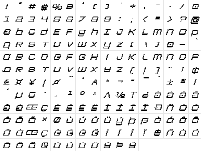 Colony Marines Bevel Italic Italic font glyphpreview