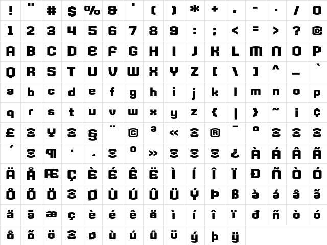 Armada Bold font glyph preview Armada Bold font glyphpreview