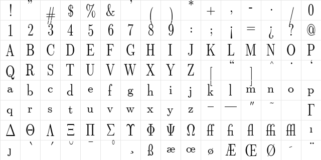 cmdunh10 Regular font glyph preview cmdunh10 Regular font glyphpreview