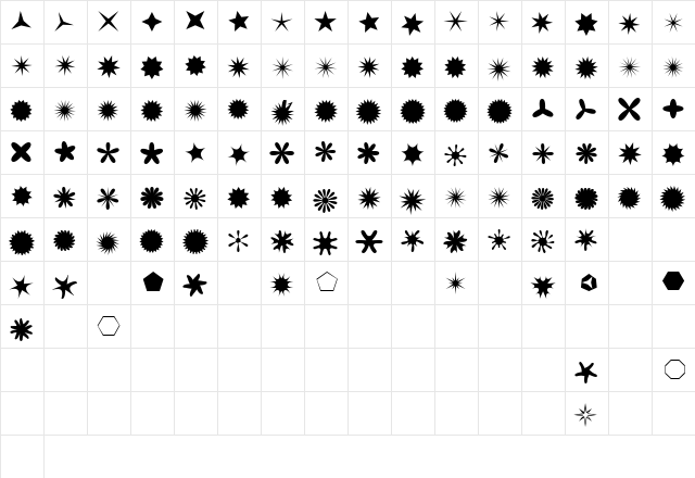 SternStella Night font glyphpreview