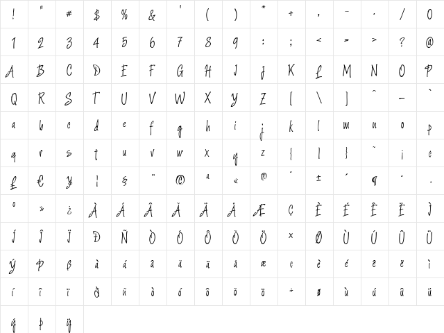 Argenta Regular font glyphpreview