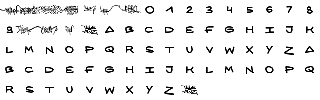 AQZ crew Regular font glyphpreview
