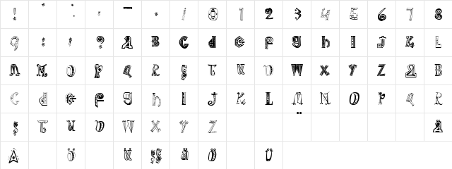 Clown Normal font glyph preview Clown Normal font glyphpreview