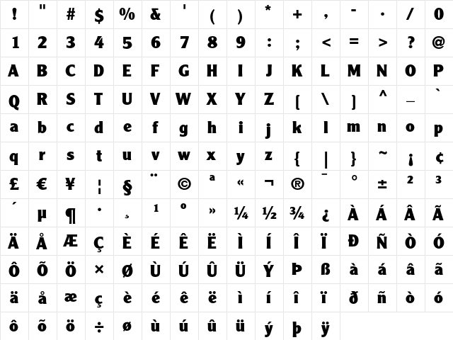 Clearface Gothic LT 95 Black font glyph preview Clearface Gothic LT 95 Black font glyphpreview