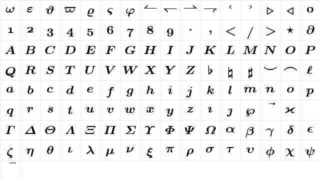 cmmib8 Regular font glyphpreview