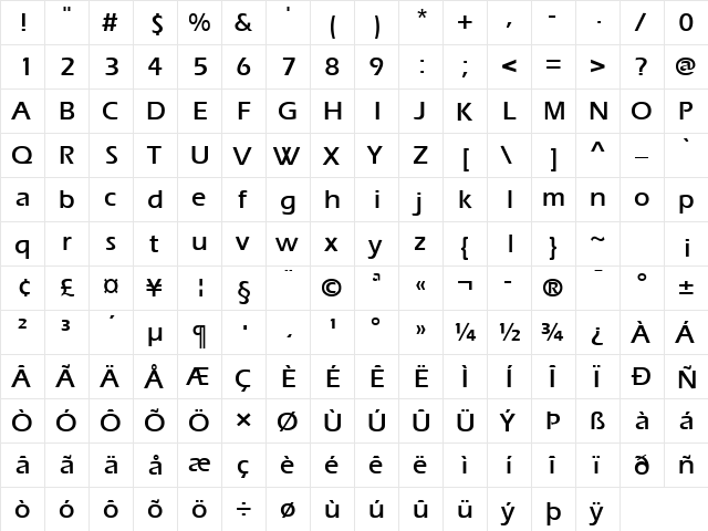 Aquiline Book Bold font glyph preview Aquiline Book Bold font glyphpreview