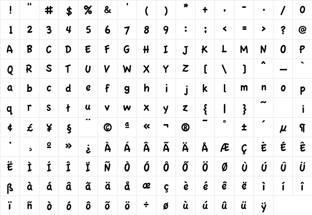 Apple Casual Regular font glyphpreview