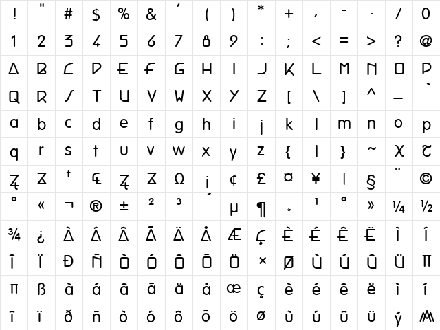 Clun'sois Regular font glyphpreview