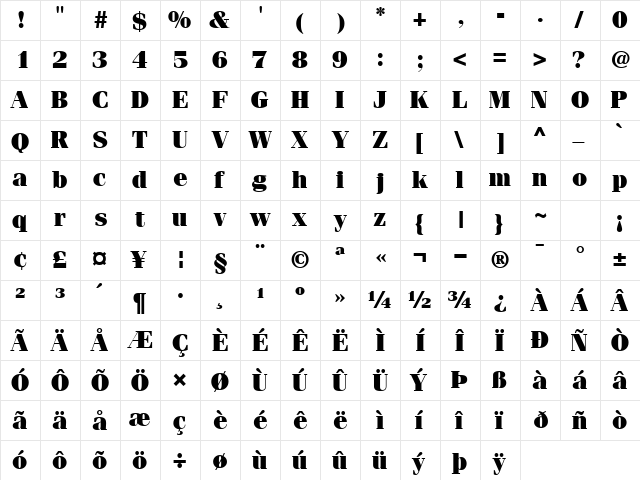 CompendiumBlackSSK Regular font glyph preview CompendiumBlackSSK Regular font glyphpreview