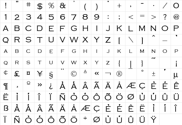 Cobalt Normal font glyphpreview