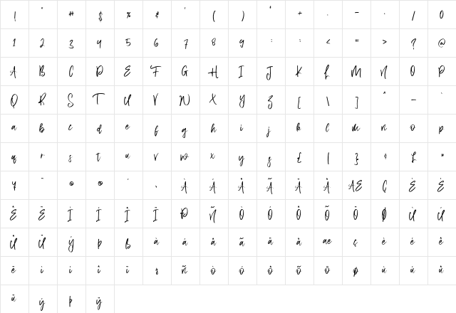 Aquilla Regular font glyph preview Aquilla Regular font glyphpreview