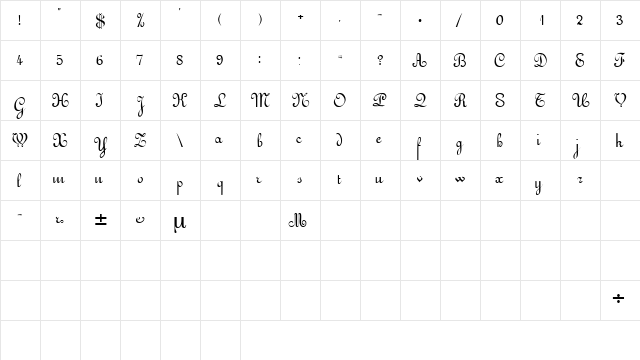 ArabescoScriptSSK Regular font glyphpreview