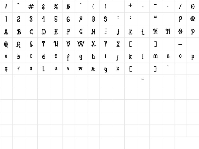 AriesA Regular font glyphpreview