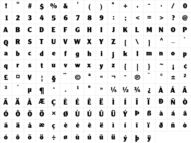 Clearface Gothic LH 95 Black font glyphpreview